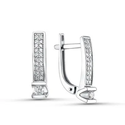 Серьги с английским замком из белого золота