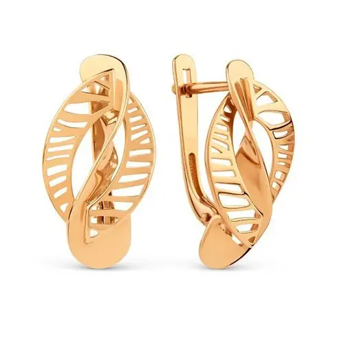 Серьги с английским замком из красного золота