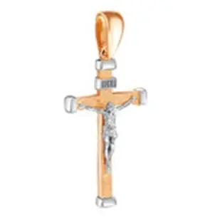 Подвеска крест из комбинированного золота