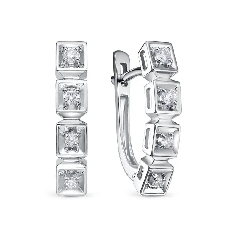 Серьги с английским замком из белого золота