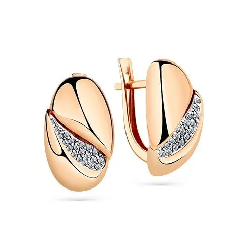 Серьги с английским замком из красного золота