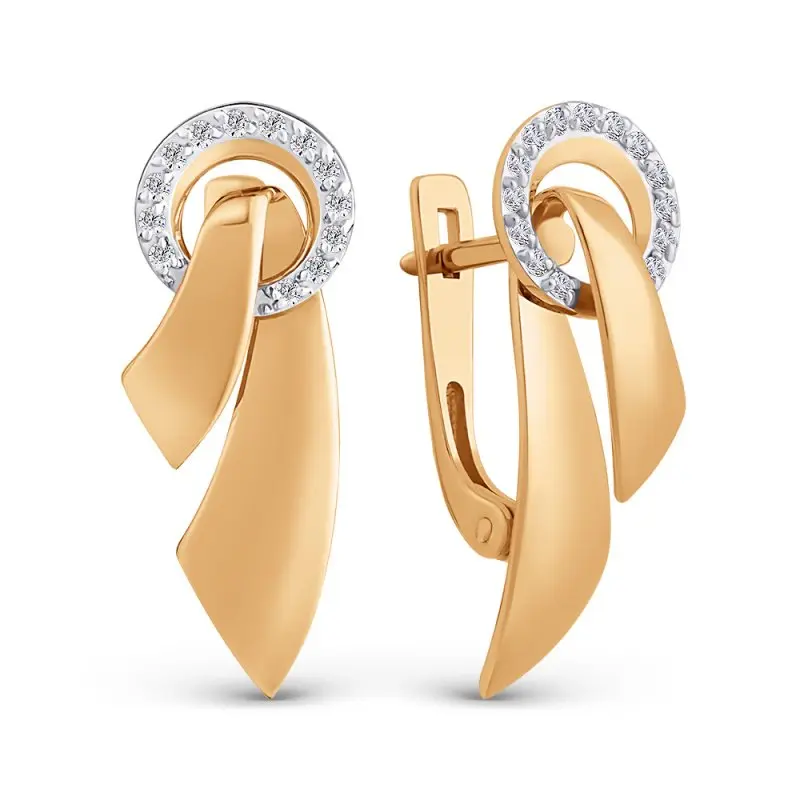 Серьги с английским замком из красного золота