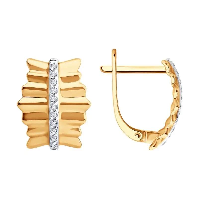 Серьги с английским замком из красного золота