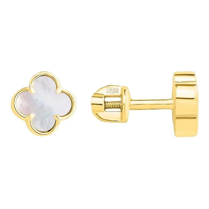 Серьги пуссеты из желтого золота