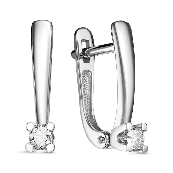 Серьги с английским замком из белого золота