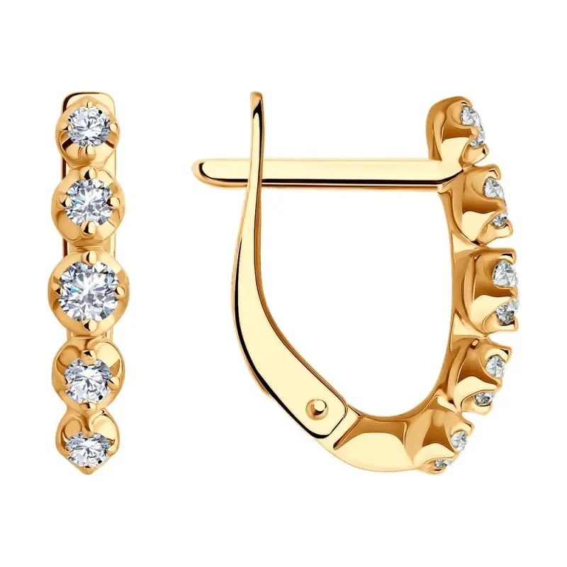 Серьги с английским замком из красного золота