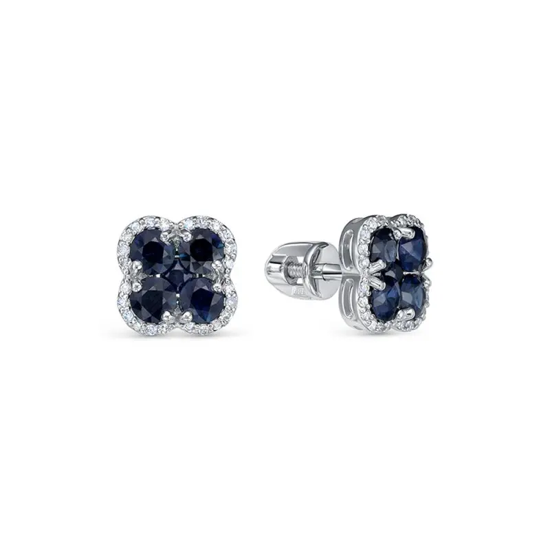 Серьги пуссеты из белого золота