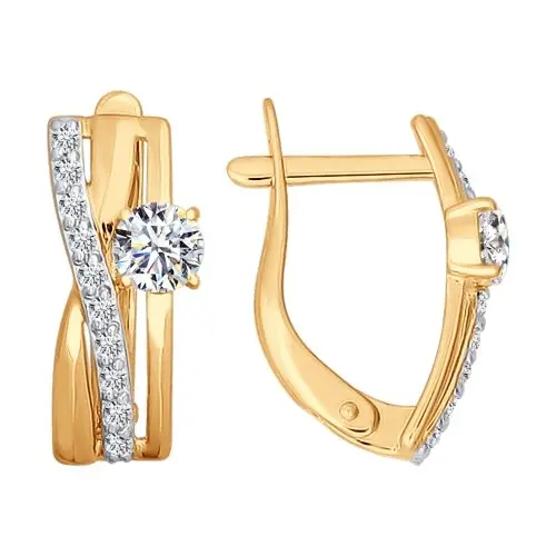 Серьги с английским замком из красного золота