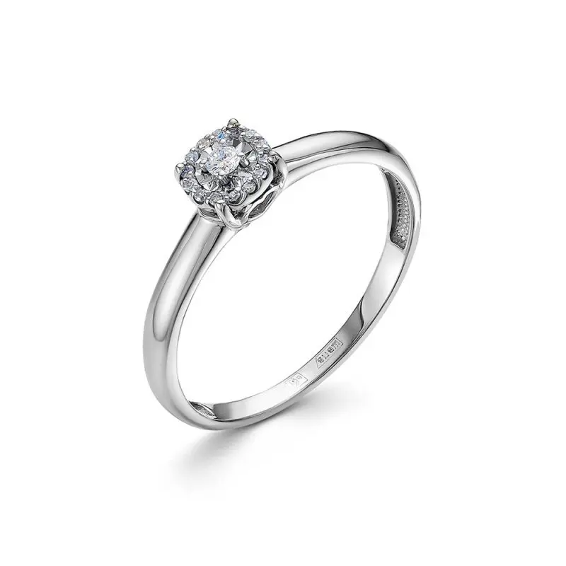 Кольцо помолвочное из белого золота