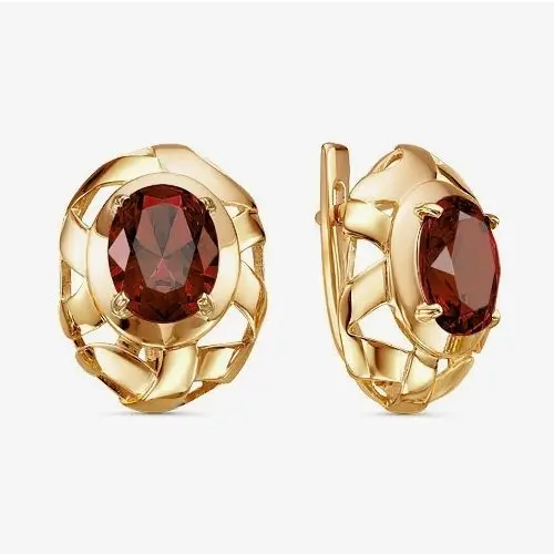 Серьги с английским замком из комбинированного золота