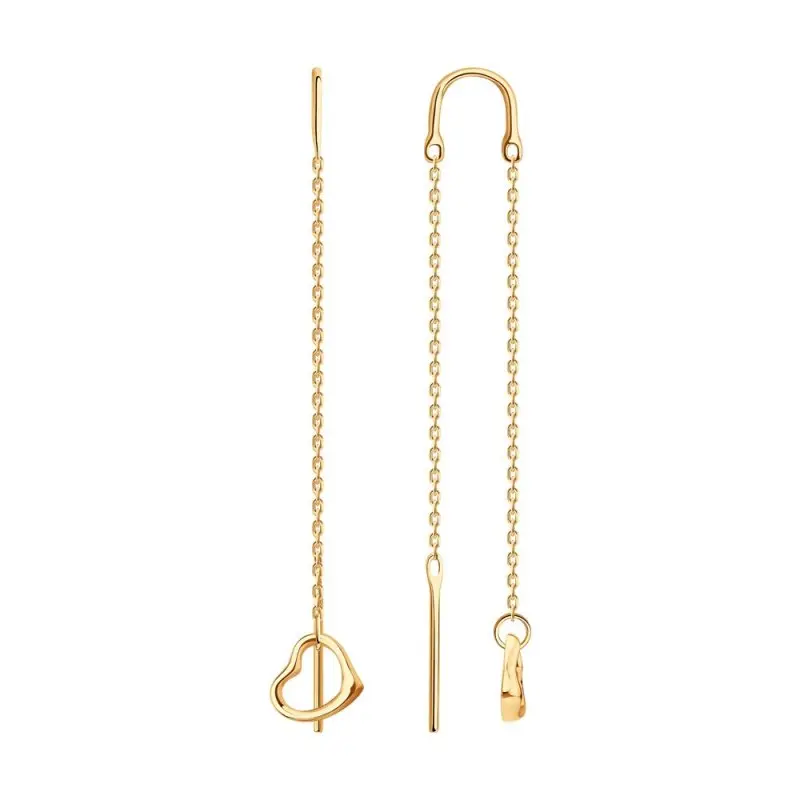 Серьги цепочки из красного золота