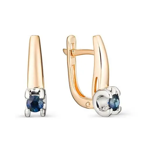 Серьги с английским замком из комбинированного золота