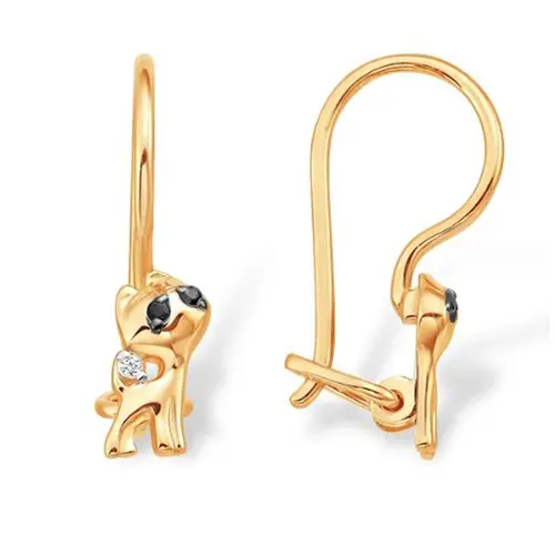 Серьги детские из красного золота