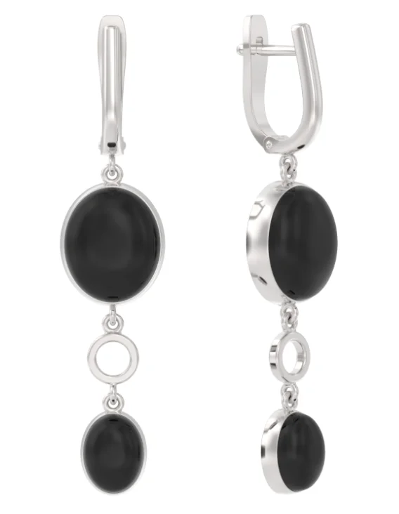 Серьги подвесные из серебра