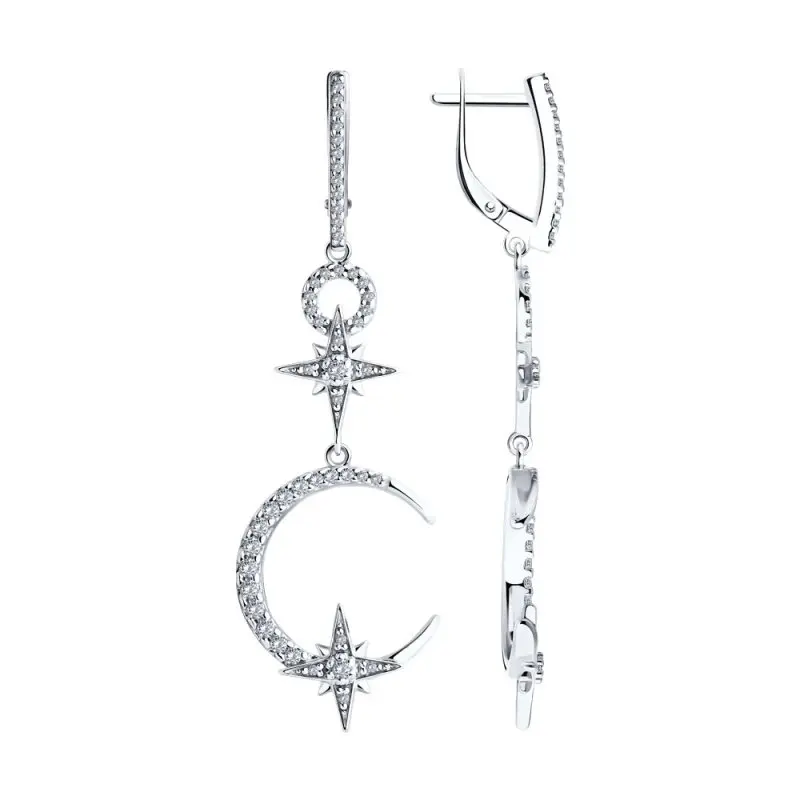 Серьги подвесные из серебра