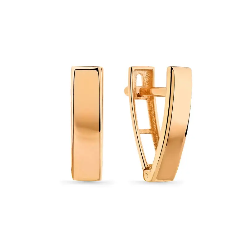 Серьги с английским замком из красного золота