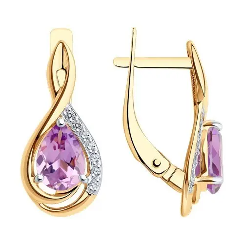 Серьги с английским замком из красного золота