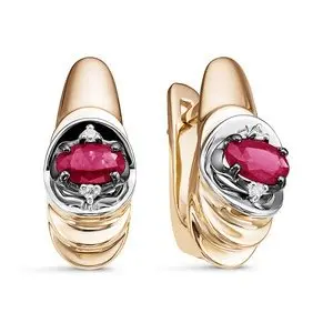 Серьги с английским замком из комбинированного золота