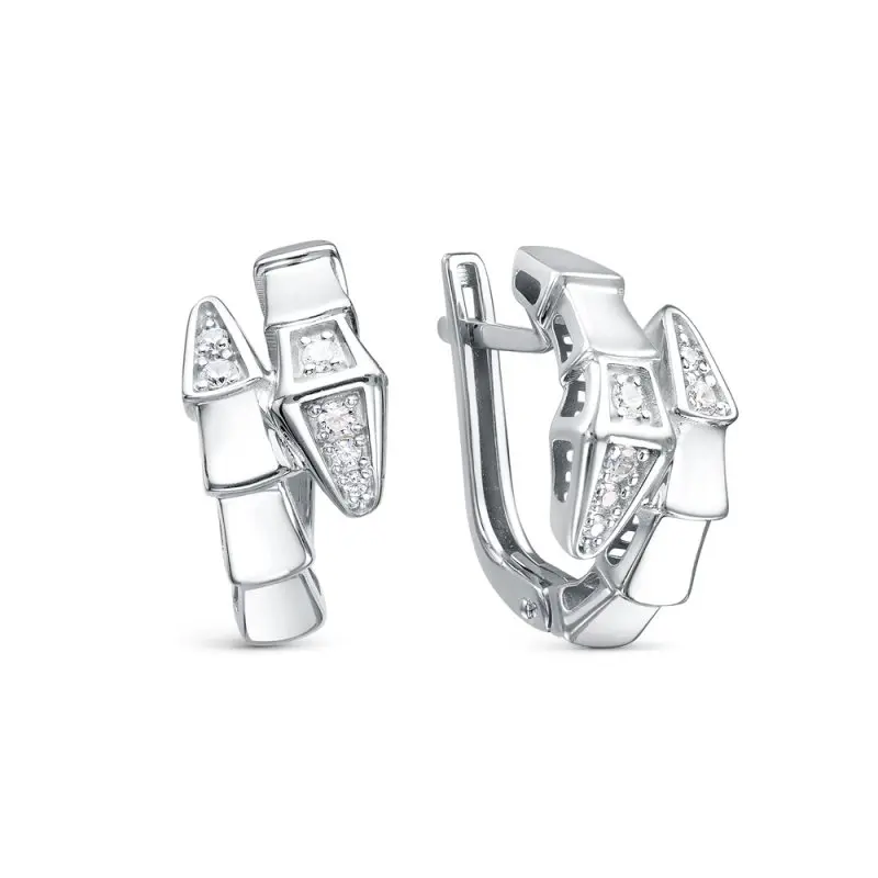 Серьги с английским замком из белого золота