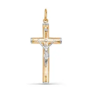 Подвеска крест из комбинированного золота
