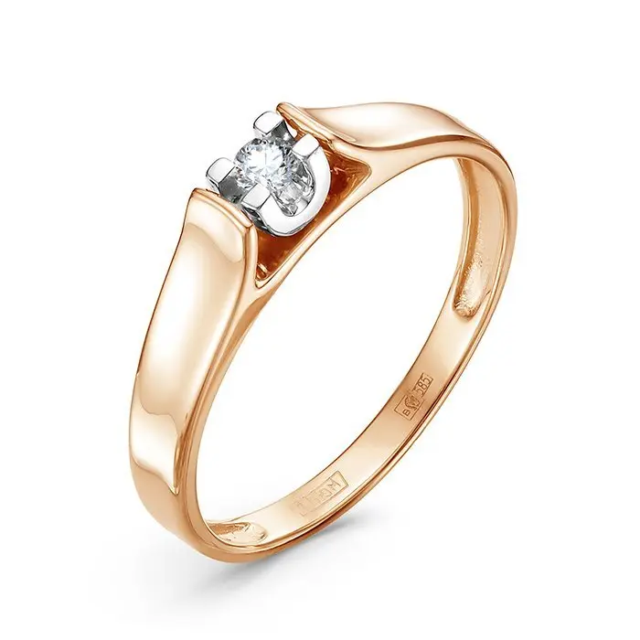 Кольцо помолвочное из комбинированного золота