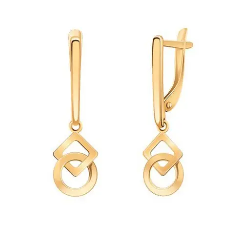 Серьги подвесные из красного золота