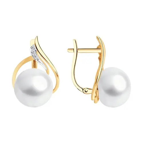 Серьги с английским замком из комбинированного золота