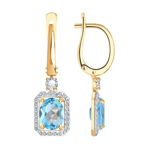 Серьги подвесные из красного золота