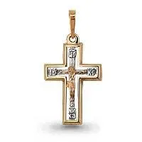 Подвеска крест из комбинированного золота