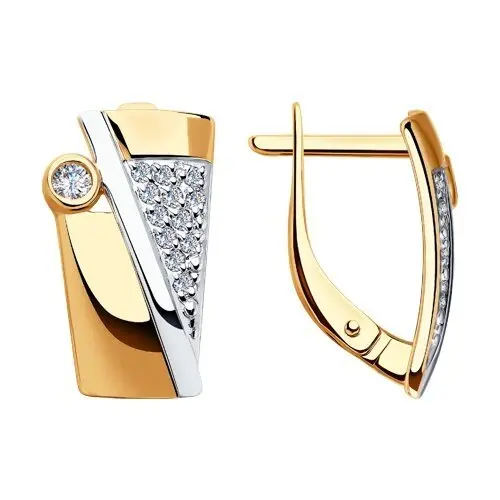 Серьги с английским замком из комбинированного золота