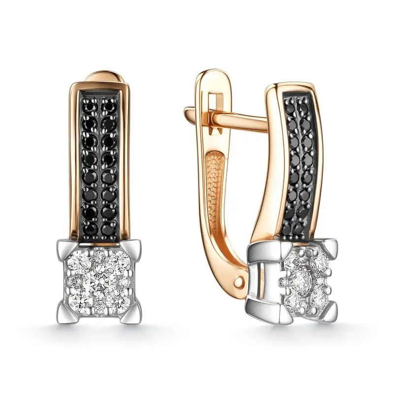 Серьги с английским замком из комбинированного золота