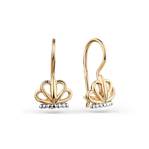 Серьги детские из комбинированного золота