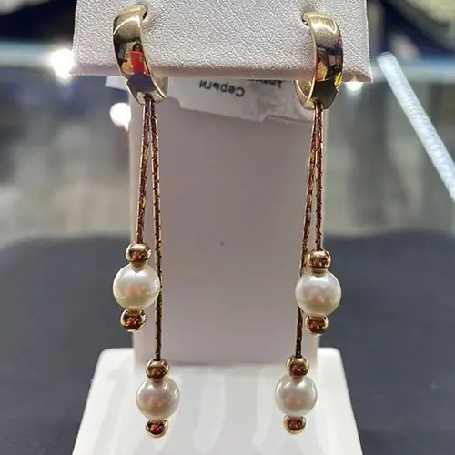 Серьги подвесные из красного золота
