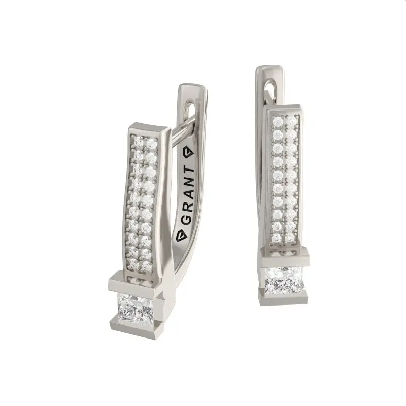 Серьги с английским замком из белого золота