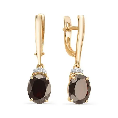 Серьги подвесные из красного золота