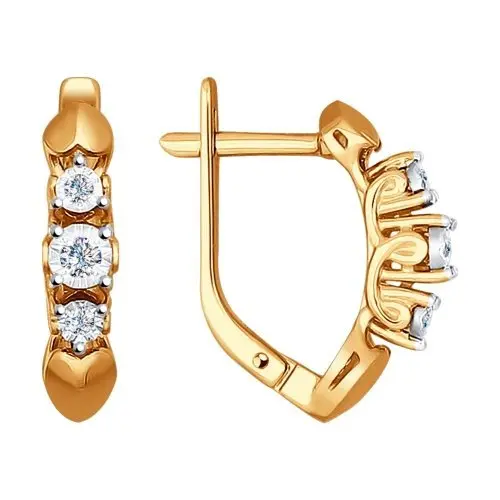 Серьги с английским замком из комбинированного золота с бриллиантами