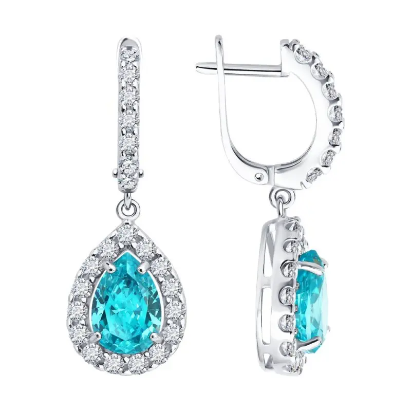 Серьги подвесные из серебра