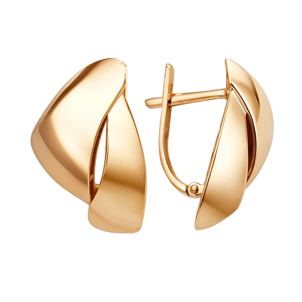 Серьги с английским замком из красного золота