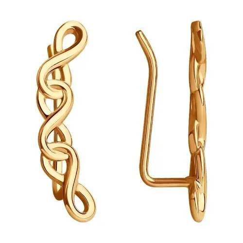 Серьги зажимы из красного золота