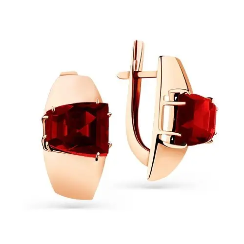 Серьги с английским замком из красного золота