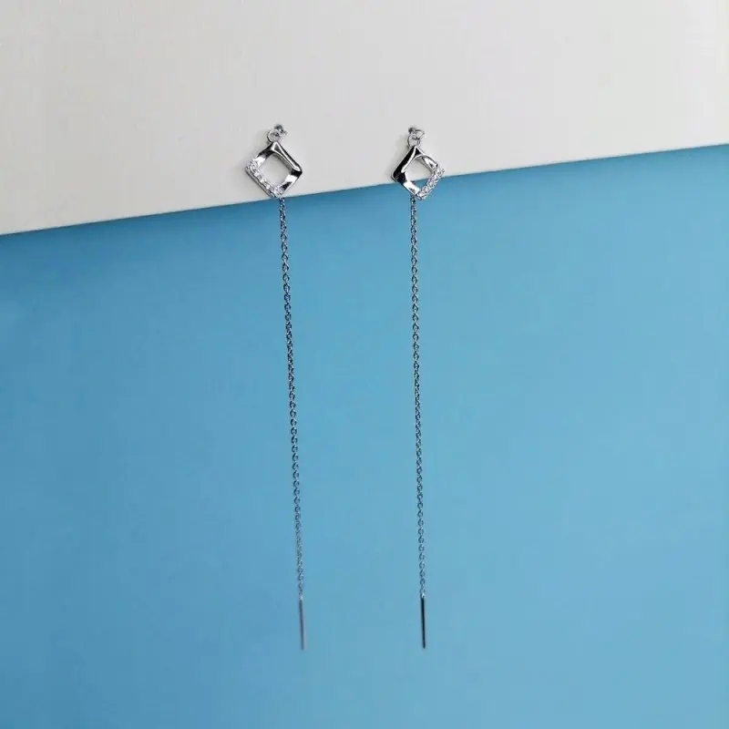 Серьги цепочки из серебра