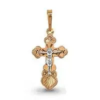 Подвеска крест из комбинированного золота