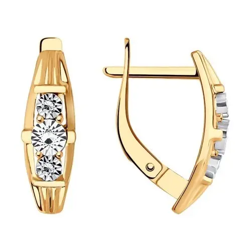 Серьги с английским замком из комбинированного золота