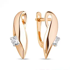 Серьги с английским замком из красного золота