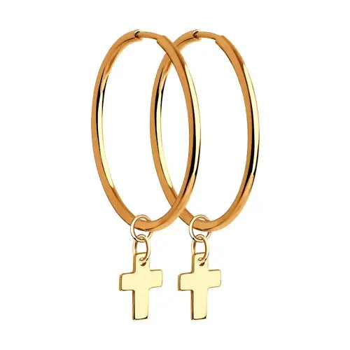 Серьги конго из красного золота вид 1