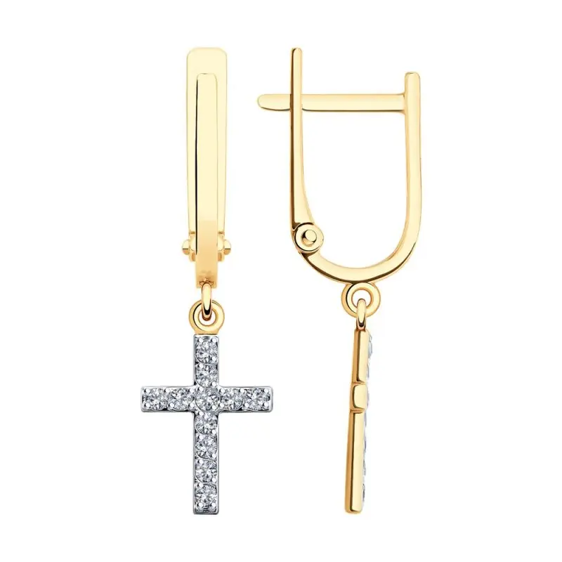 Серьги подвесные из красного золота