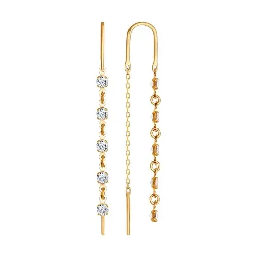 Серьги цепочки из красного золота