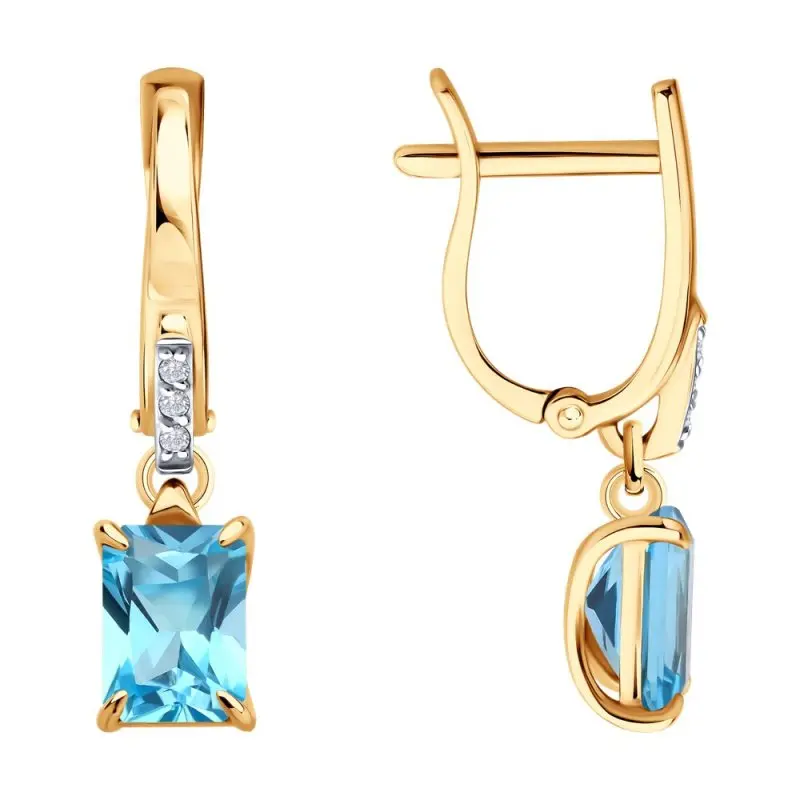 Серьги подвесные из красного золота