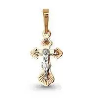 Подвеска крест из комбинированного золота