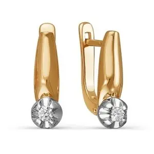 Серьги с английским замком из комбинированного золота